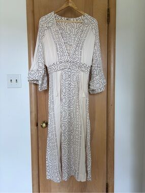 Free People Boho Cream and Brown Maxi Dress